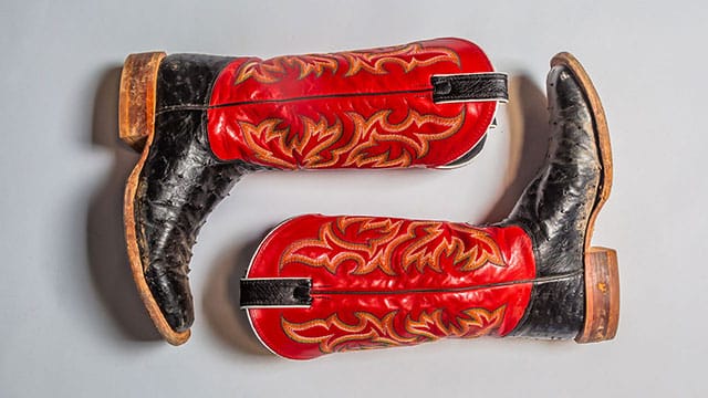 red and black cowboy boots